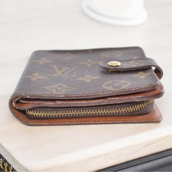 Louis Vuitton LV Monogram Bi-Fold Wallet Leather PVC Brown Used Auth 8B12330 - Picture 7 of 12